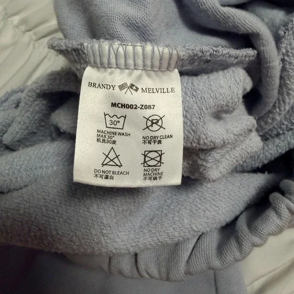 Brandy Melville Light Blue‎ Jogger Sweatpants Women's  Elastic Waist Fleece - Picture 6 of 7